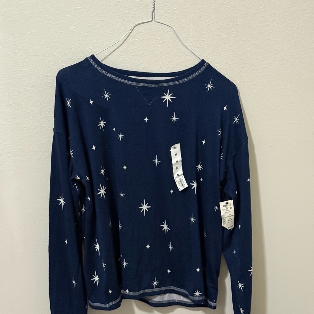 Navy Star Print Long Sleeve Shirt
